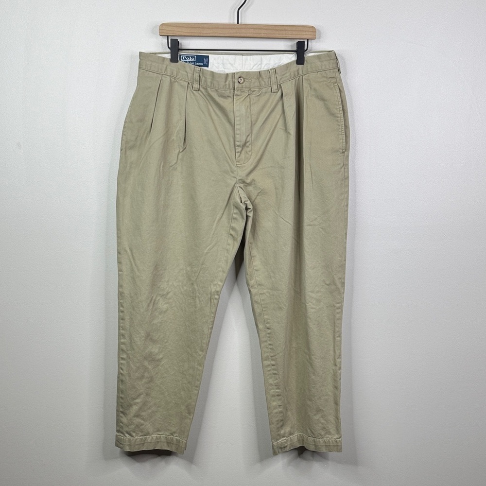 Polo Ralph Lauren Ethan Pant 38x30 Tan Khaki Pleated Chinos 100% Cotton